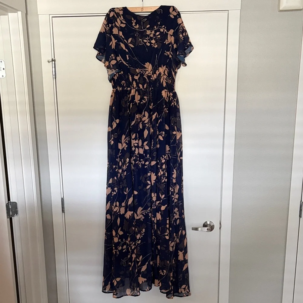 LYNLEE METALLIC MAXI DRESS | NAVY - Picture 5 of 5